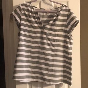 Loft gray and white blouse.